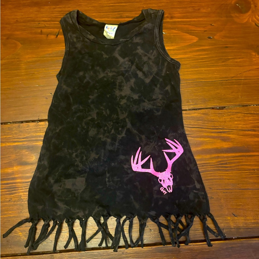 Baby Girl Halloween Shirt 12mo Kavio Deer Skull Antlers Fringe Fall Spooky 3/$15